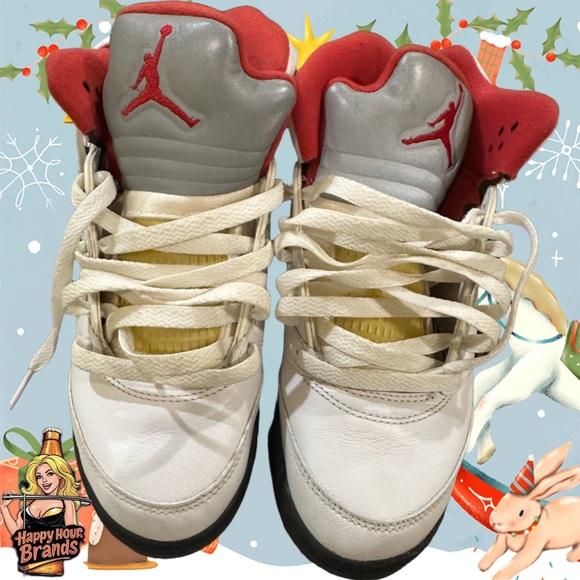 2000 Nike Air Jordan 5 Retro Fire Red White Black reflective Sz 4Y